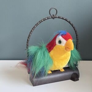 Vintage 1991 Pete The Repeat Parrot Talking Perch‎ Macaw Plush Gemmy UNTESTED